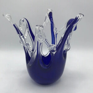 Lavorazione Arte Murano vintage cobalt blue glassware from Italy
